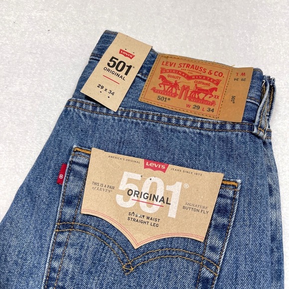 Levi's 501 Men's 29x34 Jeans Jaden Smith Collaboration Screen Print Blue Denim - Picture 3 of 12